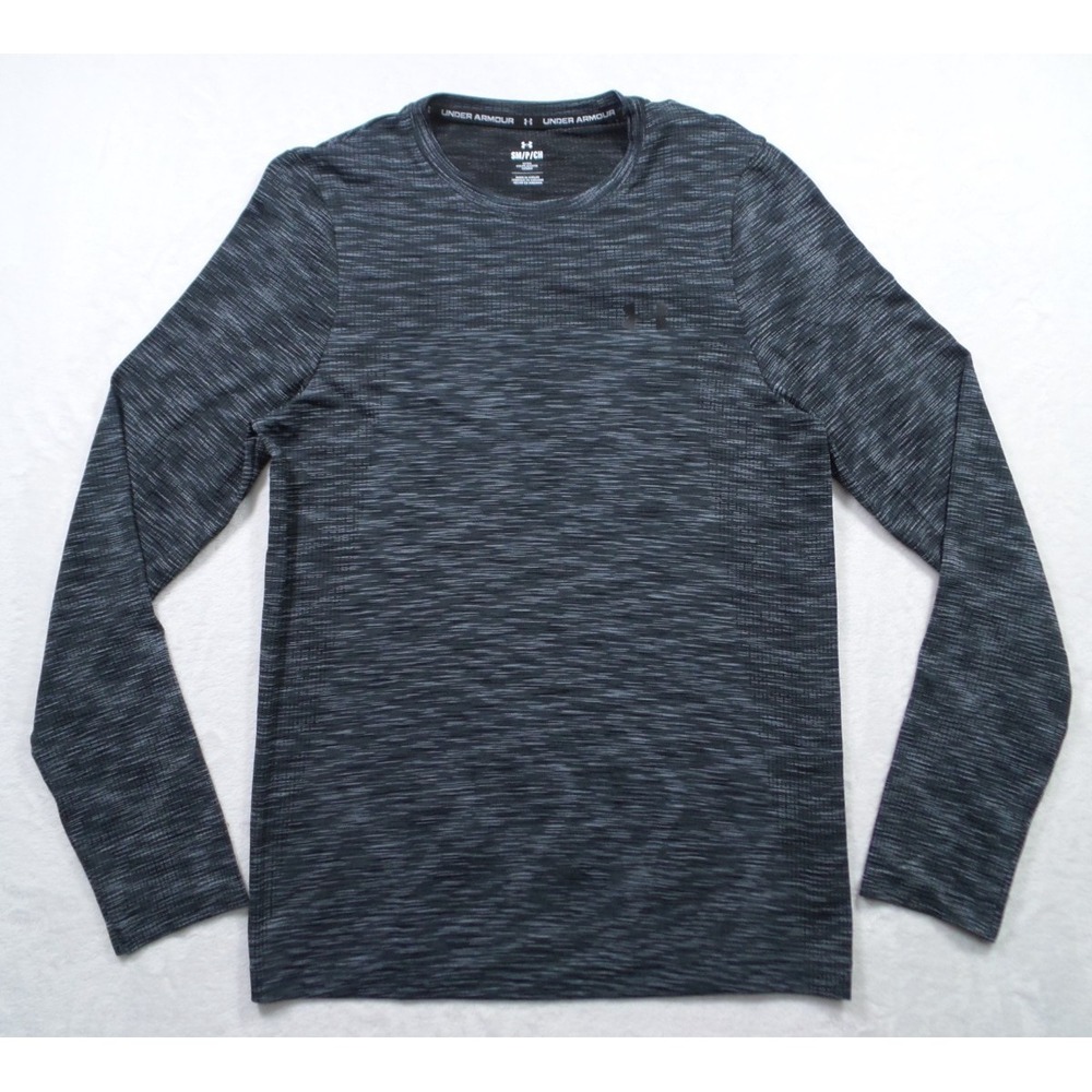 Under‎ Armour Shirt Mens Size Small Gray Black Fitted Crew Long Sleeve Run NWT